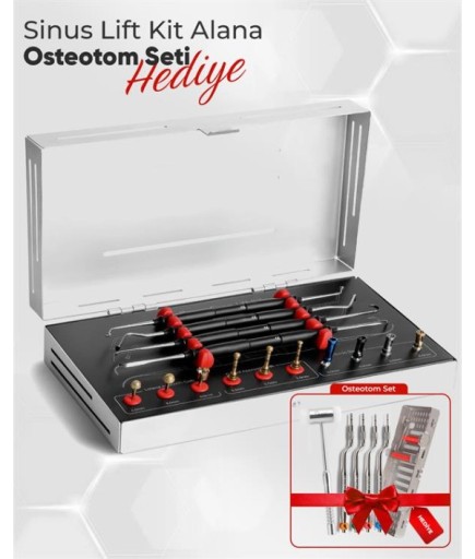 Queen Sinüs Lifting Aleti 14 Ad./Kaset (Yanında Osteotom Set) - SET00089