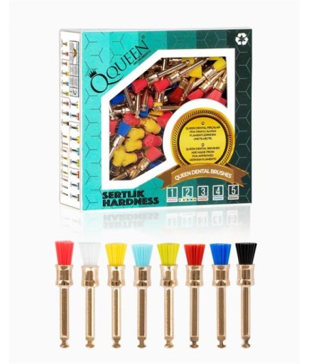 QUEEN Polisaj Fırçası, İnce Kalem Tip, Karısık 8 Renk, 5 Sertlikte 5Mm 100 Ad./Pkt. - QMIX5-5MM