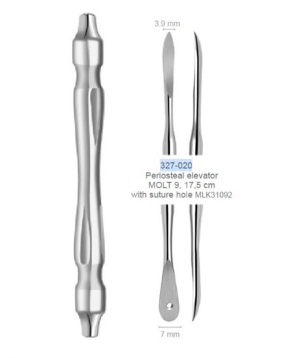 Queen  Doğrusal Oval-Sivri Periost Elevatörü MOLT 9 4Mm-7Mm 18Cm - Q327-020B1