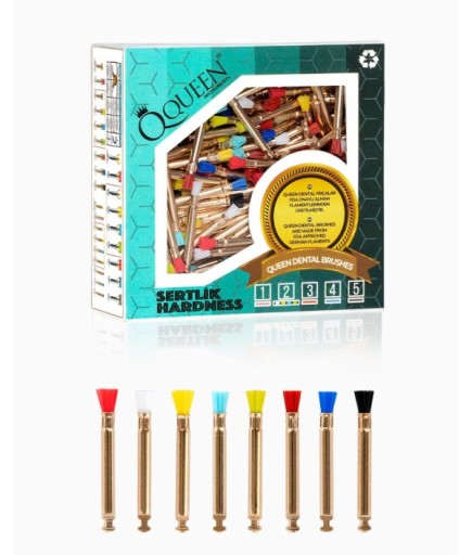 Q-MIX6-3MM Polisaj Fırçası, İnce Mikro Tip, Karısık 8 Renk, 5 Sertlikte , 3Mm.