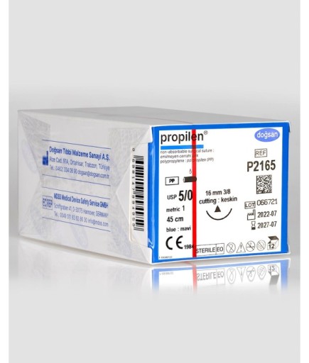 P2165 Propilen 5/0 16 3/8 Keskin (Δ) 45Cm Polipropilen Emilemeyen Sütür 12 Ad./Pkt