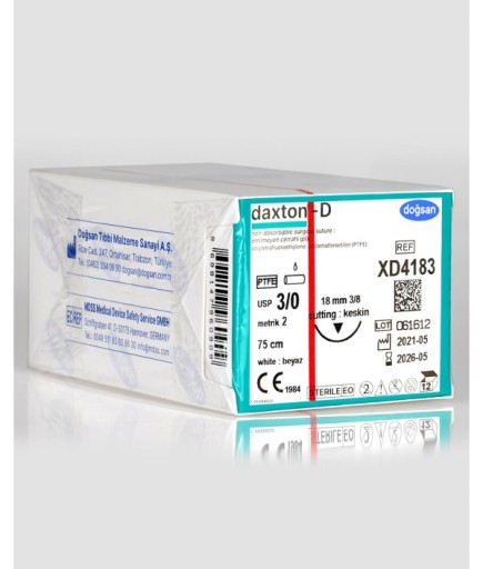 XD4183 Daxton-D 3/0 18 3/8 Keskin (▼) 75Cm TEFLON Emilemeyen Sütür 12 Ad./Pkt