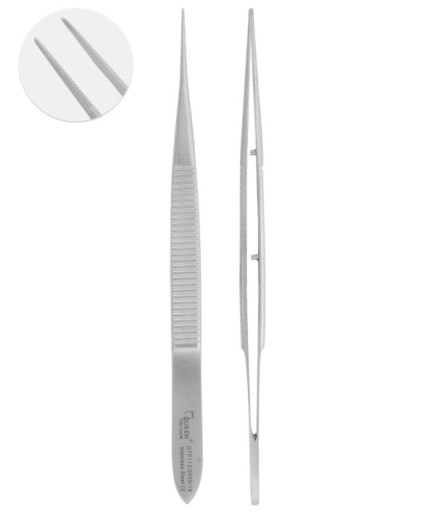 QTP112 Düz Dişsiz Penset Micro-Adson 0,6X0,5Mm 12,5Cm