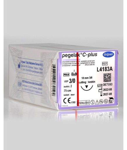 L4183A Pegelak 3/0  Keskin (▼) 75Cm PGLA Emilebilir Sütür 12 Ad./Pkt