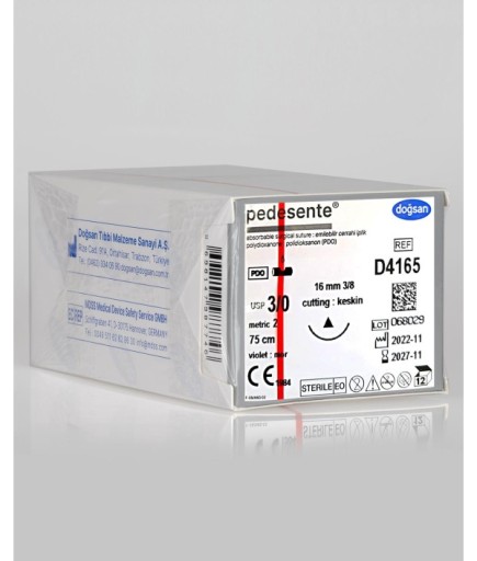 D4165 Pedesente 3/0 16 3/8 Keskin (Δ) 75Cm PDO Emilebilir Sütür 12 Ad./Pkt