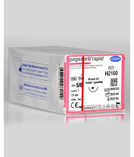 H2160 Pegesorb Rapid 5/0 16 1/2 Yuvarlak (●) 75Cm PGLA Emilebilir Sütür 12 Ad./Pkt