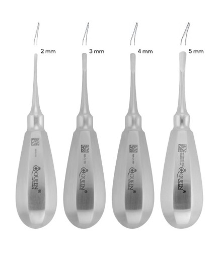 SET00025 Eğri Lüxatör Elevatör Seti Lüxatör 2/3/4/5Mm 12,5Cm 4 Parça/Pkt