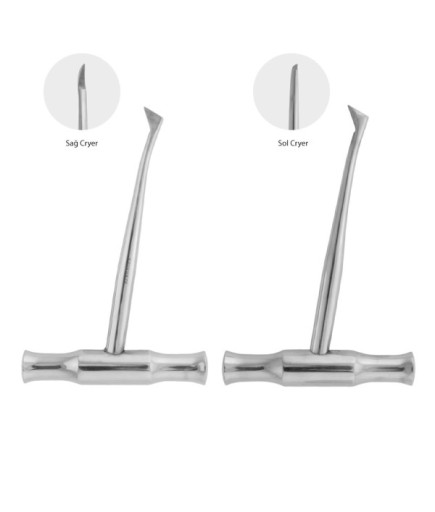 SET00018 Sağ-Sol Cryer Elevatör Seti 8Mm 12Cm 2 Parça/Pkt