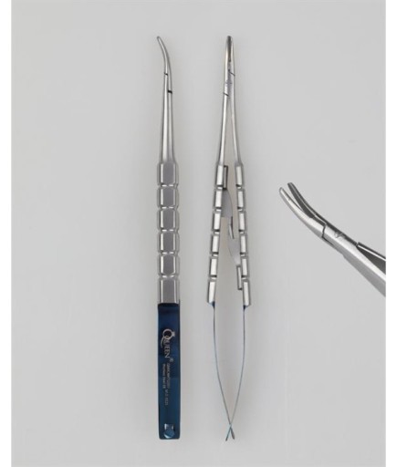 Queen TC Tungsten Carbide Eğri Mikro Portegü Castroviejo 14Cm - QMICNHTC007
