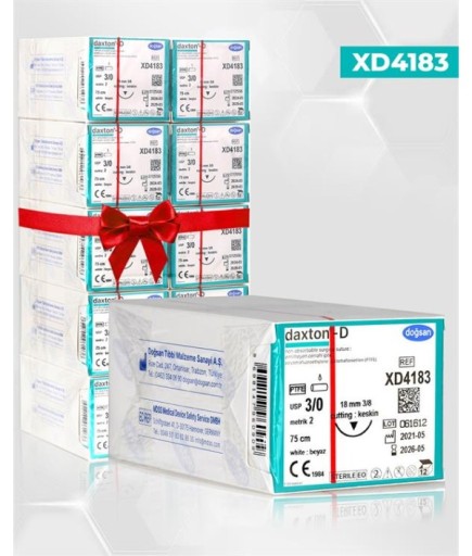 SET00101 DOĞSAN Daxton-D 3/0 18 3/8 Keskin (▼) 75Cm TEFLON Emilemeyen Sütür 10 Kt./Set