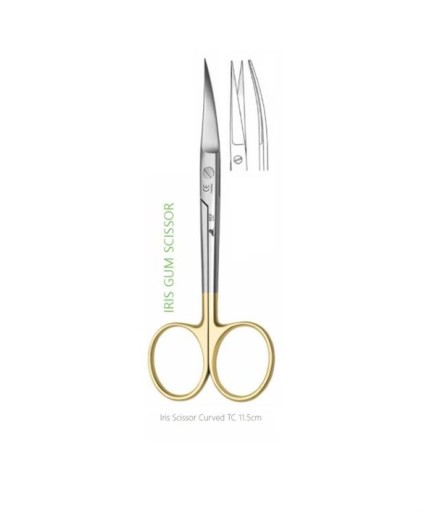 Queen TC,Tungsten Carbide Eğri Cerrahi Makas Iris 11,5Cm, 1 Ad./Pkt - Q315-612