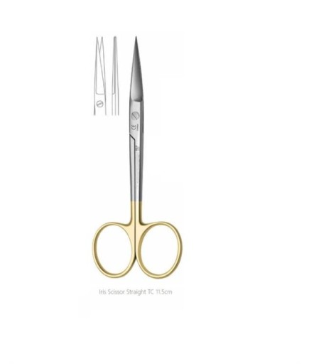 Queen TC,Tungsten Carbide Düz Cerrahi Makas Iris 11,5Cm, 1 Ad./Pkt - Q315-610