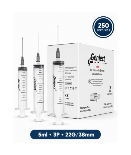 Genject  Kilitsiz (Luer Slip) Enjektör Ve İğneler 22G (0-72Mm-) 38Mm 250- 152MML021