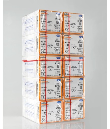 R3183 Politer 4/0 18 3/8 Keskin (▼) 75Cm Polyester Emilemeyen Sütür 10 Kt./Set