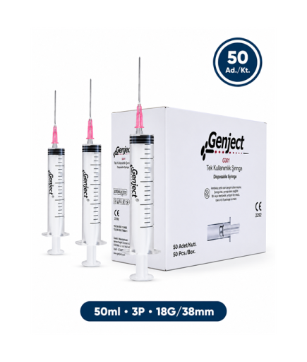 Genject  Kilitsiz (Luer Slip) Enjektör Ve İğneler 18G (1-27Mm-) 38Mm 50- 152MML043