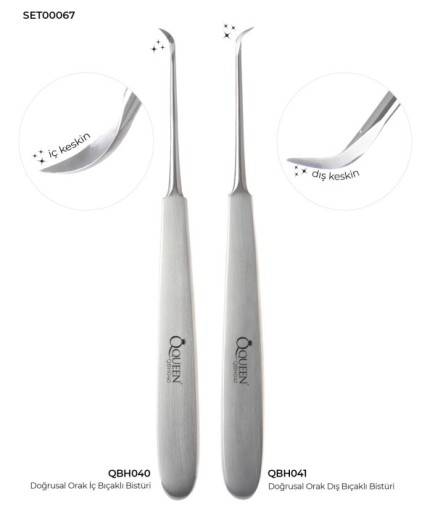 SET00067 Doğrusal Orak İç , Orak Dış Bistüri Seti 15Cm 2 Parça/Pkt