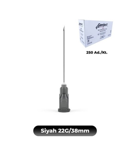 Genject 22G (0.72Mm) 38Mm, Siyah Enjektör İğnesi, Mezoterapi İğnesi, İğne Ucu 500 Ad./Kt - 152MML115