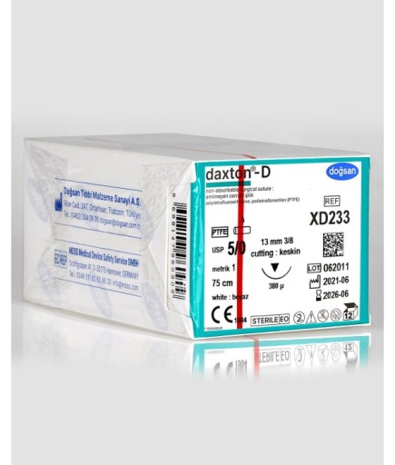 XD233 Daxton-D 5/0 13 3/8 Keskin (▼) 75Cm TEFLON Emilemeyen Sütür 12 Ad./Pkt