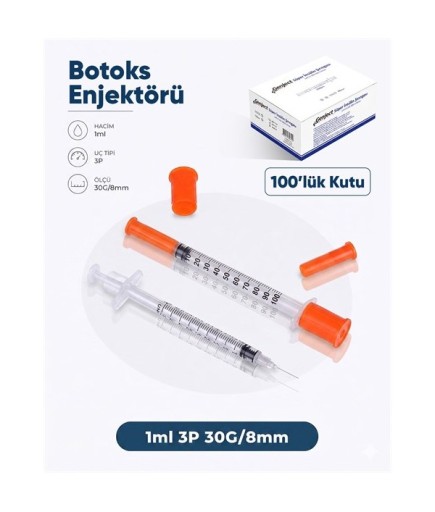 Genject 1 Ml 30G 8Mm, Botoks Enjektörü, Süper Insüilin Ve Mezoterapi Ucu 100 Ad./Pkt.