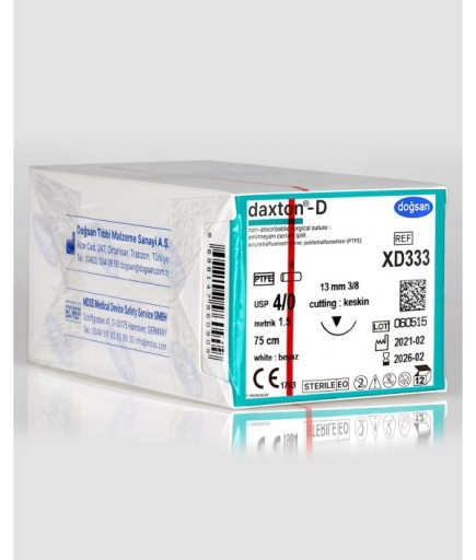 XD333 Daxton-D 4/0 13 3/8 Keskin (▼) 75Cm TEFLON Emilemeyen Sütür 12 Ad./Pkt
