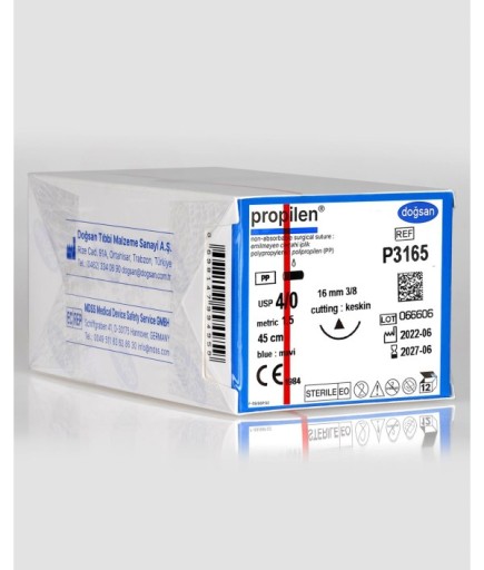 P3165 Propilen 4/0 16 3/8 Keskin (Δ) 45Cm Polipropilen Emilemeyen Sütür 12 Ad./Pkt