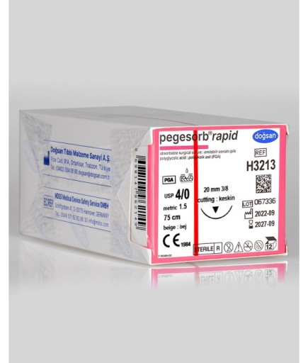 H3213 Pegesorb Rapid 4/0 20 3/8 Keskin (▼) 75Cm PGLA Emilebilir Sütür 12 Ad./Pkt