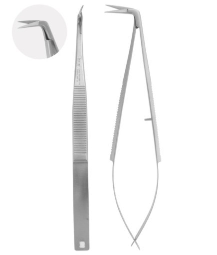 QMSCS010 Açılı Cerrahi Makas Castroviejo 15Cm