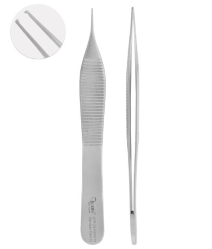 QTP122 Düz Dişli Penset Micro-Adson 0,5Mmx1mm 12Cm