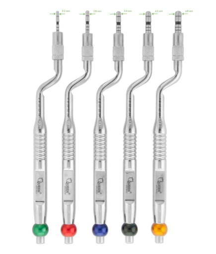 QSET5OS003 Dış Bükey L Açılı Osteotom Seti 2.2/3/3.3/4Mm 17Cm 5 Parça/Pkt