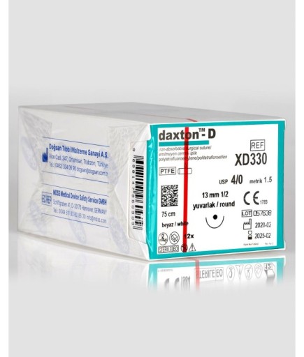XD330 Daxton-D 4/0 13 1/2 Yuvarlak (●) 75Cm TEFLON Emilemeyen Sütür 12 Ad./Pkt