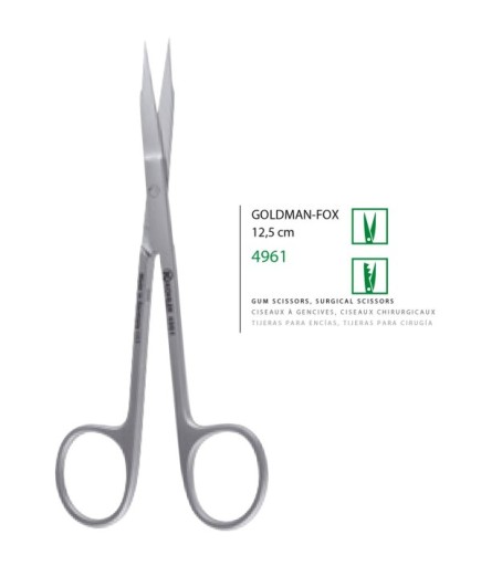 4961 Düz Cerrahi Makas Goldmann-Fox 12,5Cm