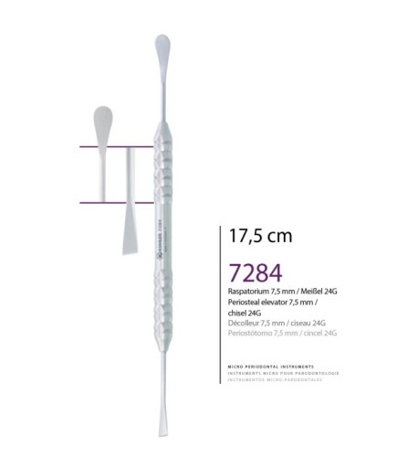 7284 Doğrusal Oval/Keski Periost Elevatörü 24G Chisel 7.5Mm 17,5Cm