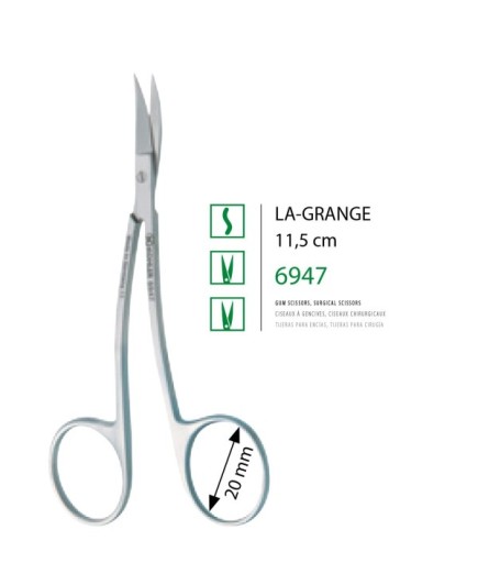 6947 S Eğri Cerrahi Makas La Grange 11,5Cm