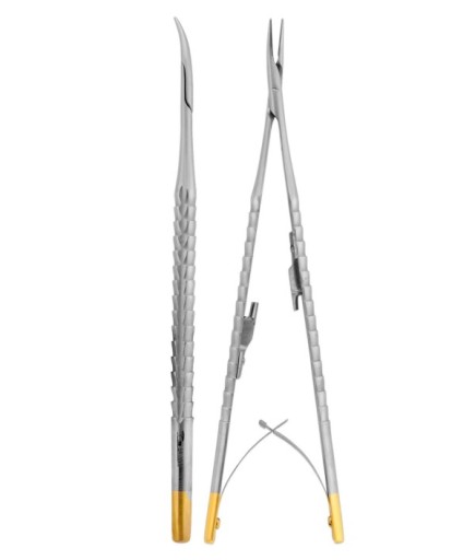 QMICNHTC011 TC,Tungsten Carbide Eğri Mikro Portegü Castroviejo 17Cm