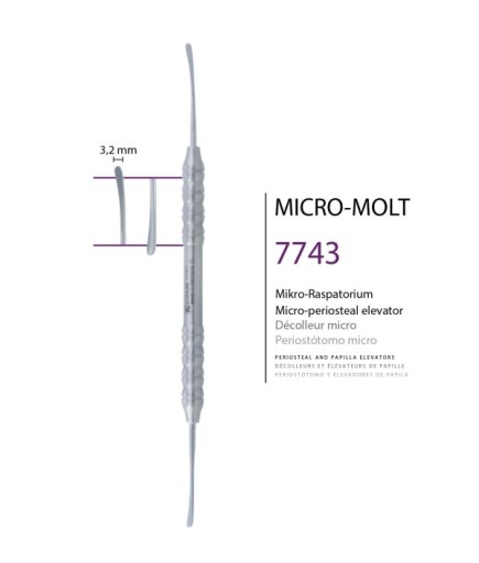 7743 Doğrusal Oval/Oval Periost Elevatörü Micro-Molt 3,2Mm/3.2Mm 17,5Cm