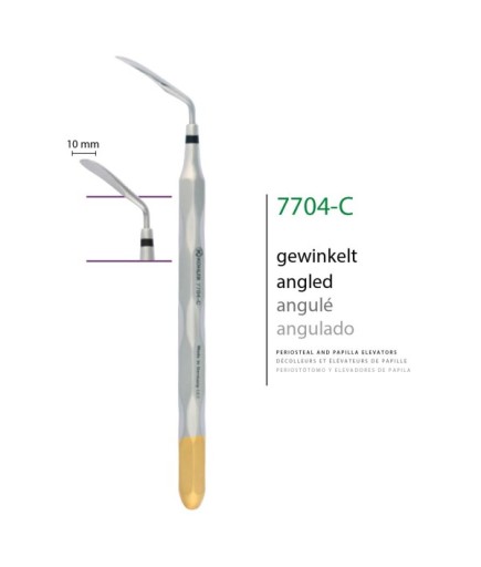 7704-C Açılı Oval Periost Elevatörü 10Mm 17,5Cm