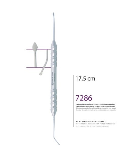 7286 Açılı Oval/Ok Uç Periost Elevatörü Papilla 2,2Mm/3.2Mm 17,5Cm