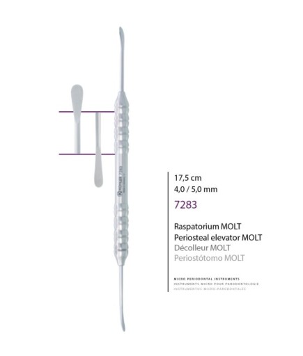 7283 Doğrusal Oval/Oval Periost Elevatörü Molt 4Mm/5Mm 17,5Cm
