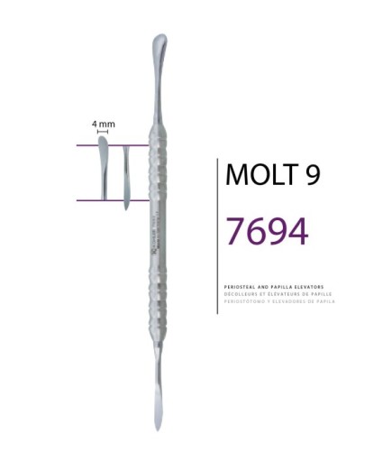 7694 Doğrusal Oval/Sivri Periost Elevatörü MOLT FIG.9 4Mm/3 Mm 17,5Cm