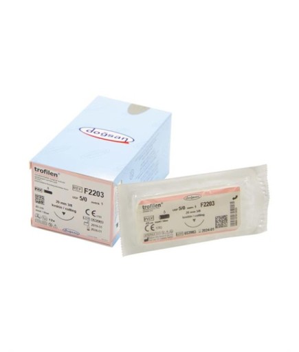 F2203 DOĞSAN Trofilen 5/0 20 3/8 Keskin (▼) 45Cm PVDF Emilemeyen Sütür 12 Ad./Pkt