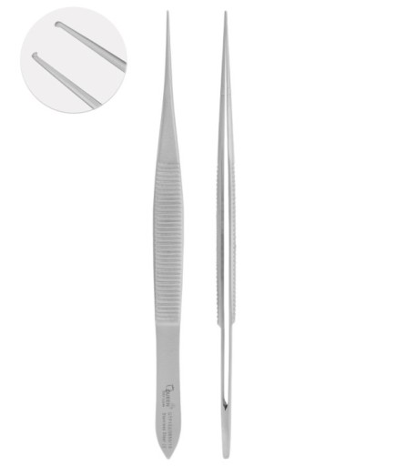 QTP102 Düz Dişli Penset Micro-Adson 0,5X0,35Mm 15Cm