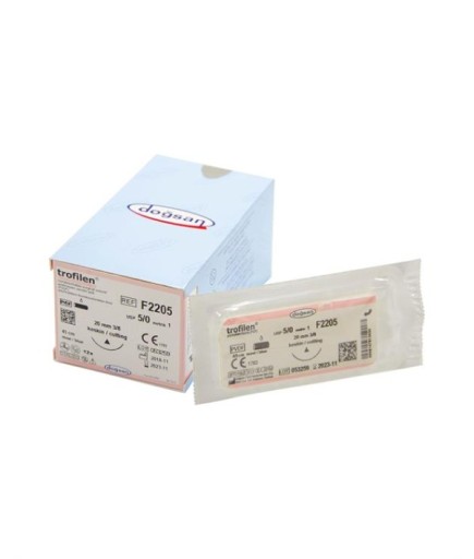 F2205 DOĞSAN Trofilen 5/0 20 3/8 Keskin (Δ) 45Cm PVDF Emilemeyen Sütür 12 Ad./Pkt