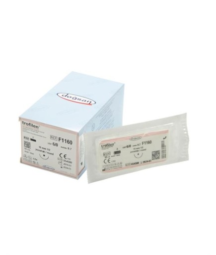 F1160 DOĞSAN Trofilen 6/0 16 1/2 Yuvarlak (●) 60Cm PVDF Emilemeyen Sütür 12 Ad./Pkt