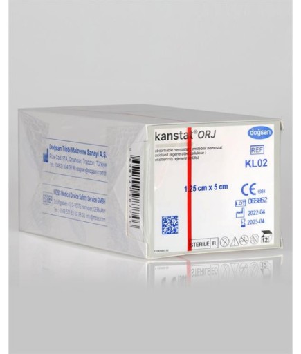 Doğsan Kanstat ORJ Emilebilir Hemostat, Kan Durdurucu Hemostat 1.25Cm X 5Cm (Oksitlenmiş Rejenerasyon Selüloz) 12 Ad./Pkt. - KL02
