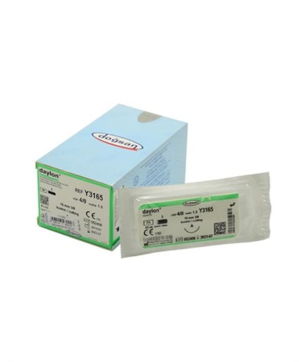 Y3165 DOĞSAN Daylon 4/0 16 3/8 Keskin (Δ) 45Cm Polyamid Emilemeyen Sütür 12 Ad./Pkt