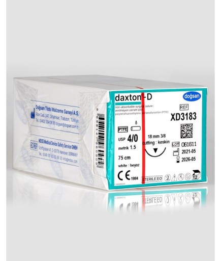 XD3183 Daxton-D 4/0 18 3/8 Keskin (▼) 75Cm TEFLON Emilemeyen Sütür 12 Ad./Pkt