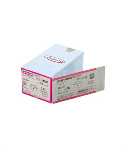 H4203 DOĞSAN Pegesorb Rapid 3/0 20 3/8 Keskin (▼) 45Cm PGLA Emilebilir Sütür 12 Ad./Pkt
