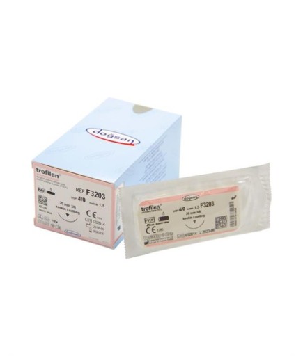 F3203 DOĞSAN Trofilen 4/0 20 3/8 Keskin (▼) 45Cm PVDF Emilemeyen Sütür 12 Ad./Pkt