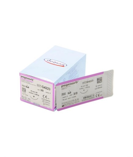 G4223 DOĞSAN Pegesorb 3/0 20 3/8 Keskin (▼) 75Cm PGA Emilebilir Sütür 12 Ad./Pkt