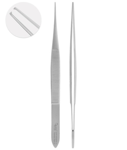 QTP145 Düz Dişli Penset Micro-Adson 1,2X0,9Mm 15Cm